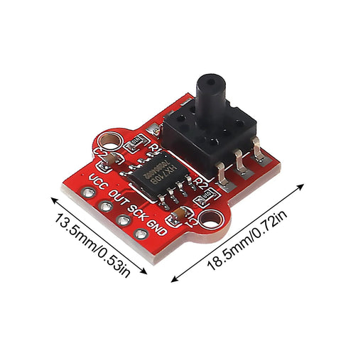 AEDIKO red air pressure sensor module board with 4-pin header, 0-40 kPa, 3.3-5V, 2.5mm tube port