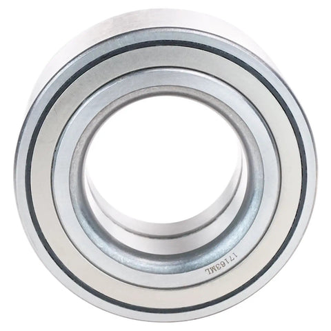 Close-up of a metal front bearing from Front Wheel Bearing And Hub Kit For 2002 To 2006 Acura RSX And 2004 To 2005 Honda Civic.