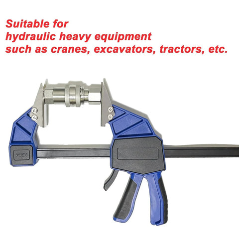 18 Inch Quick Coupler Pipe Clamps Includes Four Duo Jaw Sets With Jaws In One Half And Three Quarter Inches And Seven Eighths And Three Eighths Inches For Hydraulic Pipe Clamps Quick Coupler Tool Suitable For Excavators And Tractors Carbon Steel Upgrade shown against a white background