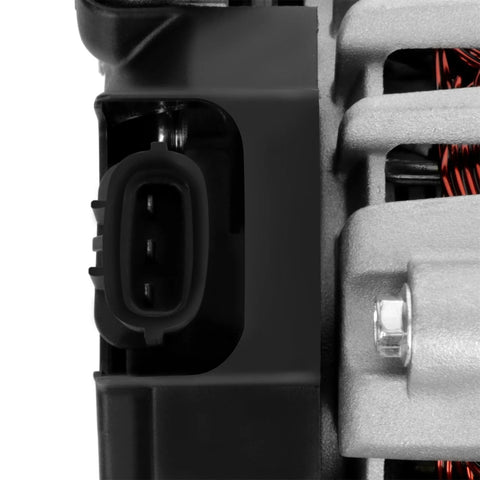 Close-up of a 3-pin plug on Beefed-Up 12V 110Amp Alternator Fits Nissan Altima 2007 2012 Sentra 2012 Rogue 2011 2013 2.5L