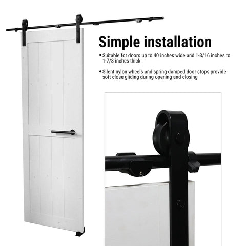 Heavy Duty Barn Door Hardware Kit 6.6 Foot Track System With 330 Pound Capacity Ultra Quiet Soft Close Sliding Hardware