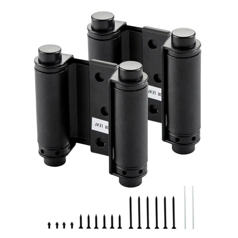 3 Inch Double Action Self Closing Door Hinge Set For Saloon Bar Pub Doors Matte Black 2 Pack Heavy Duty Steel Construction Includes Screws Rust Resistant For Three Quarter Inch Doors By Home Master Hardware
