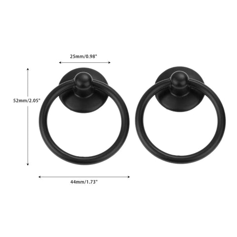 Two Pack Black Iron Cabinet Ring Pulls With Screws In A Single Hole Design For Kitchen Cabinets Wardrobes Dressers And Furniture Hardware