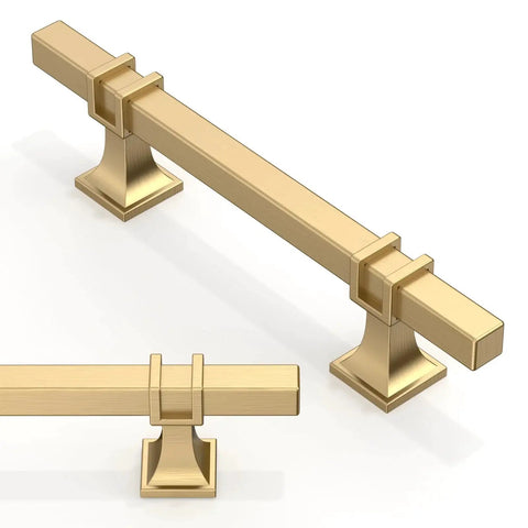 Champagne Bronze Cabinet Pulls 3 Inch 76mm 10 Pack Honey Bronze Kitchen Cupboard Handles for drawers, angled front view.