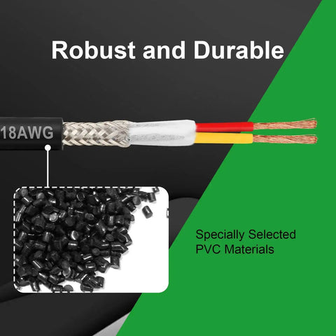 Premium 18 Gauge 2 Conductor Shielded CNC Wire 25 Feet Copper Cable materials and design highlighting durability.