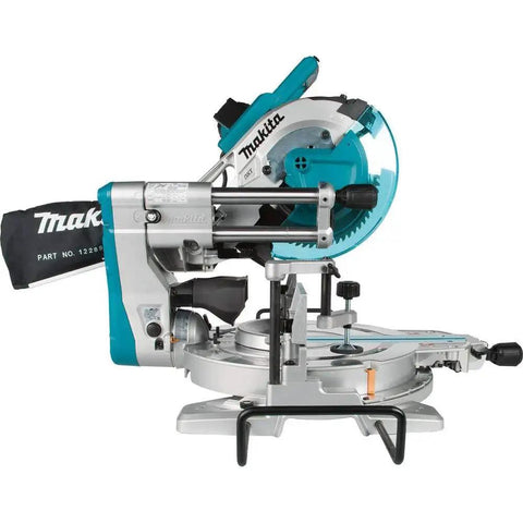 Side view of Makita LS1019L showing the 10 Inch Dual Bevel Sliding Compound Miter Saw With Laser, compact design.