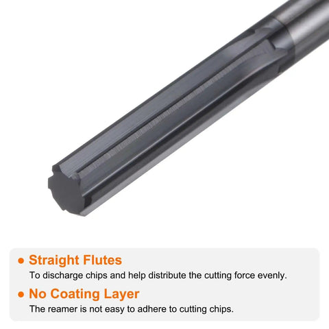 Solid Carbide Chucking Reamer 0.276 Inch Diameter Straight Flute with Straight Shank for Metalworking Pros Lathes CNC Machining Centers and Milling Machines Uncoated Black Finish showing straight flutes and no coating layer.