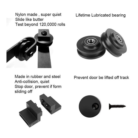 Bypass Sliding Barn Door Hardware Kit For Low Ceiling Six Point Six Feet Rail System With Overlapping Tracks For Double Doors