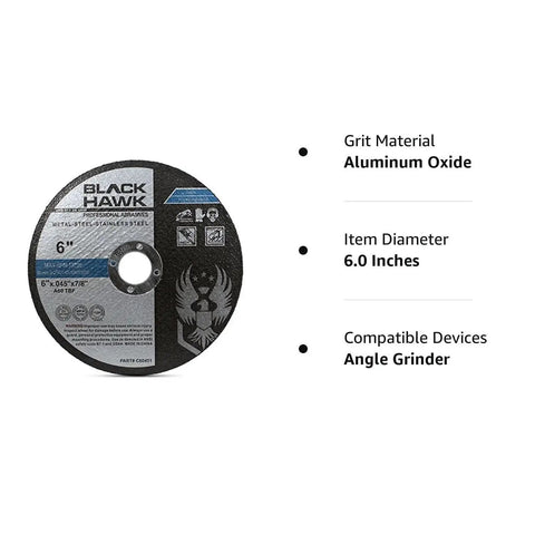 Ultra Thin Metal And Stainless Steel Cut Off Wheels For Angle Grinders 6 In X.045 In X 7/8 In 25 Pack With Aggressive Aluminum Oxide Grain