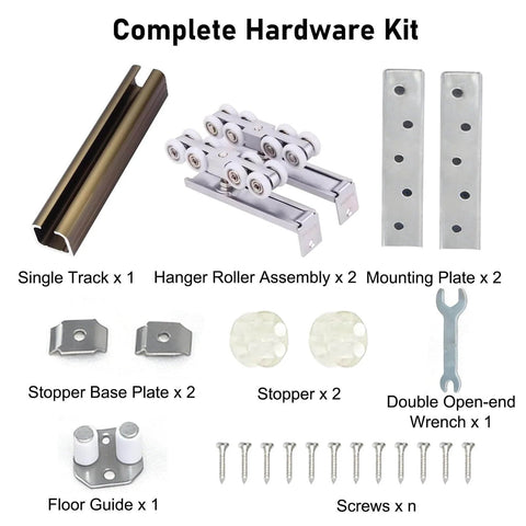 Outdoor Sliding Door Rail Kit For Pocket Doors, Ceiling Mount Box Track Hardware With Ultra Quiet Silent Wheels, Hidden Barn Door System