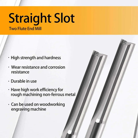 CNC Router Bits Straight One Sixteenth Cutting Diameter One Eighth Inch Shank Two Flute Carbide End Mill Cutter Tungsten Steel Milling Bit