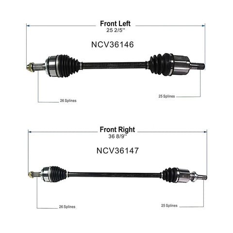 Front Left and Right Honda Civic Front CV Axle Shaft Assembly Drop In Fit For 2016 Through 2021 2.0L L4 FWD Auto Models