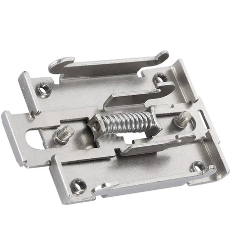 Close-up of Four Pack 35MM DIN Rail Mounting Clip For Solid State Relay Mounting Rack In Stainless Steel With Screws Chinese Standard Easy Install