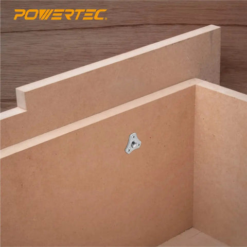 5/16-18 Screw-On Tee Nuts Pack Of 8, 1/2 Inch Length installed in wooden furniture joint for secure fastening