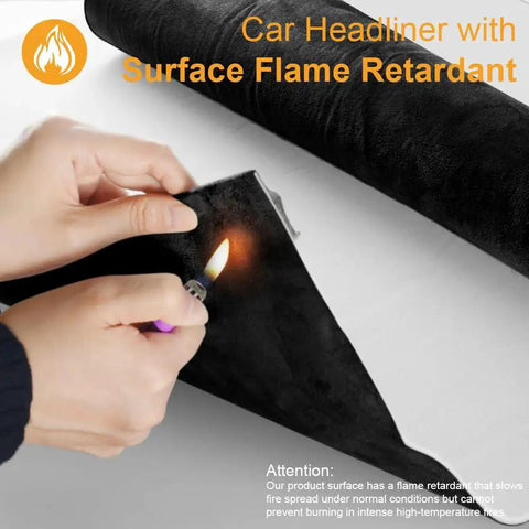 Testing flame retardancy of Suede Headliner Fabric With Foam Backing For Auto Roof Replacement 54x60 Inches