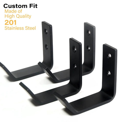 Wall Mount Jack Stands Holder 4 Pack Heavy Duty Stainless Steel Fits 2 3 4 6 Ton shown in black finish, side view