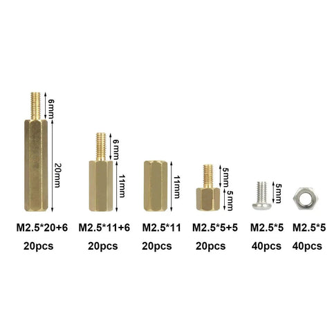 Raspberry Pi All-In-One Spacer Kit 160 Pieces M2.5 Brass Standoffs Nuts Screws Set For Raspberry Pi 4 Model B 3B 3B Plus Zero W 2B