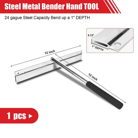 Beefy Heavy Duty 12 Inch Sheet Metal Bender Hand Hemming Tool for 24 Gauge Steel with 1 Inch Hem Depth and Anti Rust Coating