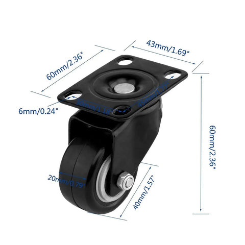 Heavy Duty 4 Pack 1.5 Inch Polyurethane Casters With Top Plate 360 Degree Swivel Locking Brakes 400lb Total Capacity image