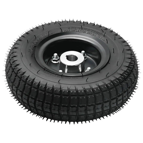 Rear wheel with knobby tire and metal hub for DIY electric bikes/scooters, lawn mowers, golf trolleys.