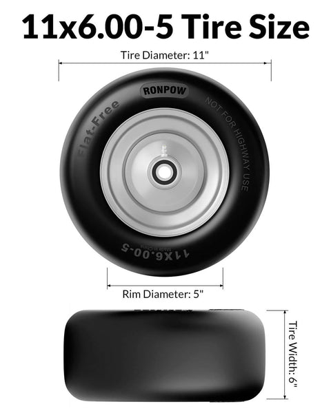 Flat Free 11x6.00-5 Lawn Mower Tire And Wheel Set For Zero Turn Mowers Built Tough For Lawn Work Front Tire And 400 Lb Load