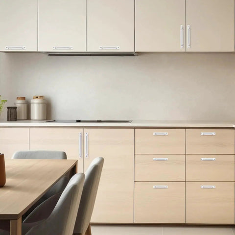 Kitchen cabinets with 8 Pack Barn Door Handles For Closets And Sliding Doors Seven And A Half Inch Center To Center Silver Zinc Alloy Cabinet Pulls