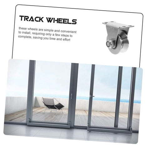 2 Pack Stainless Steel Pulley Track Wheel Set For Sliding Gate Guide Roller showing installed smooth glide operation with wall mount