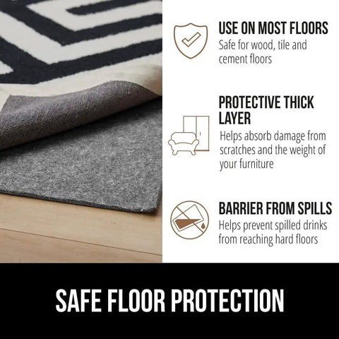 Felt With Rubber Rug Pad That Grips And Keeps Rugs From Sliding, Slip Resistant Underlayment, 1/8 Inch Thick, 3x5 Feet Area Rug Pad