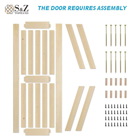 Knotty Pine Barn Door 36 By 84 Inches Unfinished Solid Wood Double Surface With Six Point Six Foot Sliding Hardware Kit components.
