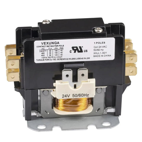1 Pole 30 Amp 24 VAC Coil AC Contactor Replacement For Air Conditioner Condenser Unit And Compressor 50 60 Hz 24V 1P 30A Motor