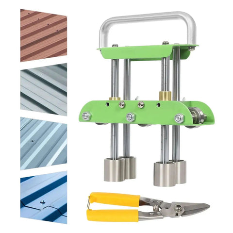 Versatile Sheet Metal Bender With Two-Station Edge Roller For Roofing, 0 to 90 Degree Bends, green finish with metal cutter