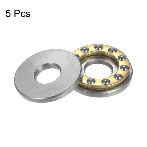 5 pcs HARFINGTON F8-22M miniature thrust ball bearings with 8mm bore, 22mm OD, 7mm thick, chrome steel with washers