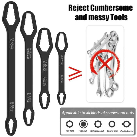 Four Piece Universal Torx Wrench Set With Double Head Self Tightening Design Adjustable From Three Millimeter To Twenty Two Millimeter