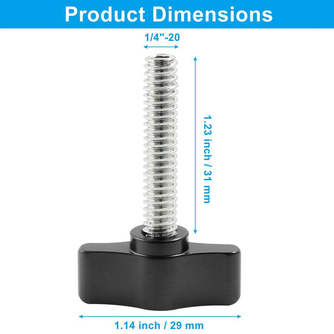 Four Pack Thumb Screws With Stainless Steel Threads And Black Aluminum Knobs For Woodworking And Equipment Assembly