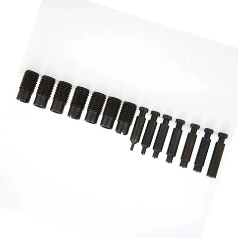 16-piece tool set for Hand Held Power Punch Kit with stainless steel hole punch pliers for precise sheet metal drilling.