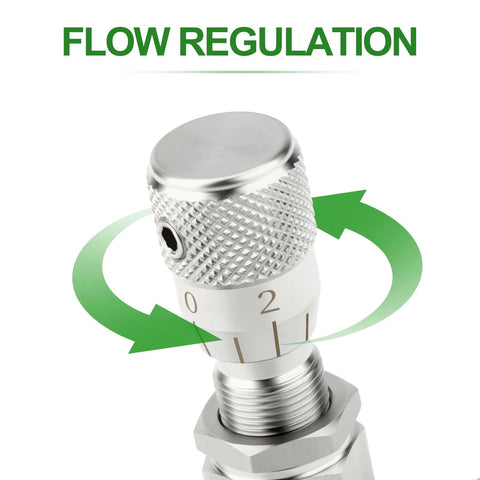 TAISHER 304 stainless steel needle valve with knurled knob; 3mm reduce port, 1/4 inch OD for micro flow control