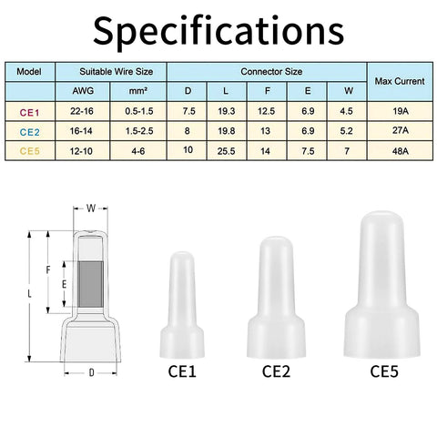 woshilaoDS nylon insulated closed-end crimp connectors kit CE1/CE2/CE5 for 22-16, 16-14, 12-10 AWG wires, 250 pcs