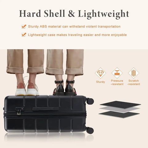 Sturdy No Fuss Travel Carry On Luggage With Dual Spinner Wheels And Hard Shell ABS Lightweight Expandable 20 Inch Rolling Suitcase