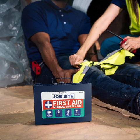 Tough As Nails Metal Case First Aid Kit For Job Sites And Contractors OSHA Compliant used in field operation with injured worker