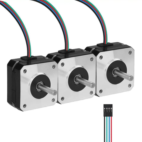 3 Pack Nema 17 Stepper Motors Kit For 3D Printer DIY CNC Robot 2 Phase 1.8 Degree High Torque Bipolar 0.16 Nm 0.8 A 4 Lead