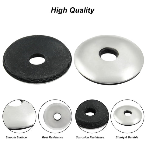 Washer pair: black neoprene washer and silver stainless steel washer with 1/4" center hole for screws