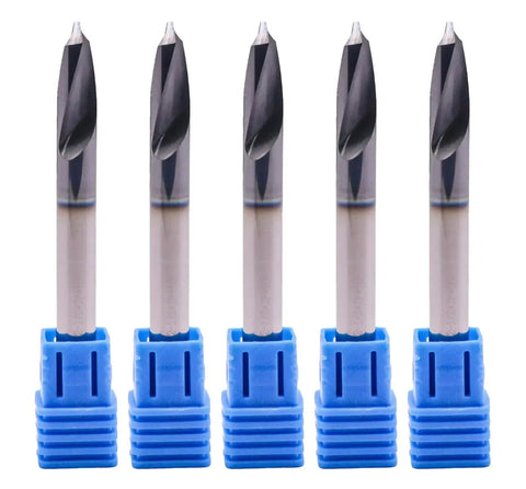 Pro Grade Solid Carbide Spotting Drill Set 5Pcs 1/4 Inch Shank 2 Flute 90 Degree AlTiN Coated For Precise Milling