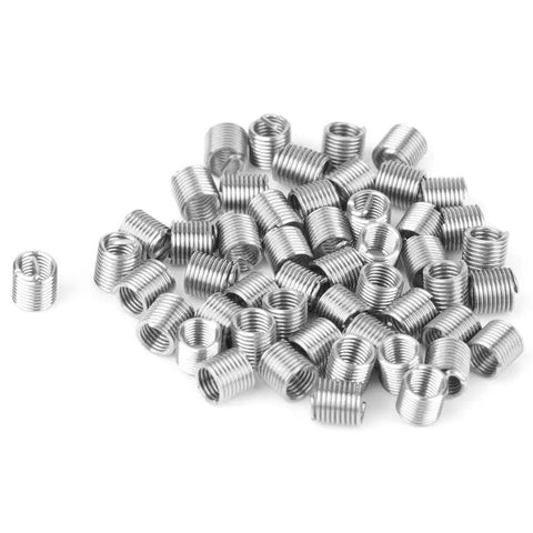 M3 Stainless Steel Threaded Insert Kit For Aluminum Parts Repair Pack Of 50 with durable threads shown in a pile.