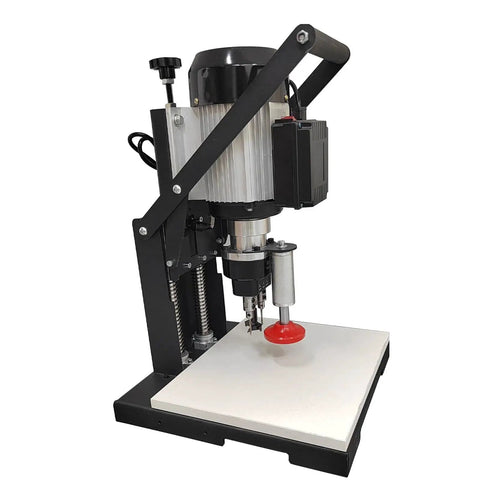 Portable Electric Hinge Drill With Self Stop Pneumatic Hinge Boring Machine for cabinets and doors on a white background.