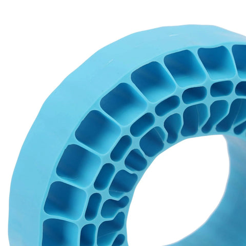 Close-up of blue medium hardness Silicone Rubber Inserts For RC Crawlers 118 To 122 Mm Wheel Tires With 4.75 Inch Outer Diameter