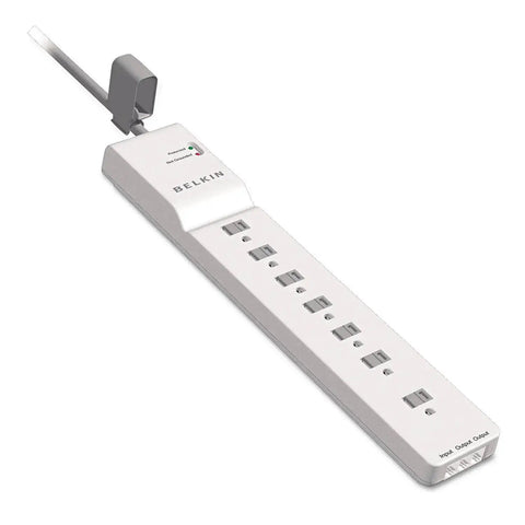 7 Outlet Surge Protector Power Strip With 6 Foot Heavy Duty Extension Cord For Home Office Travel Keeps Laptops Phones Tablets Desktops And More Powered By 2320 Joules Energy Rating White