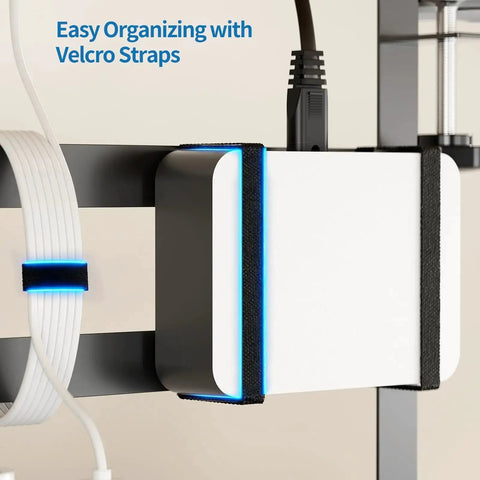 Under Desk Cable Management Tray With No Drill Clamp Mount Sturdy Metal Cable Organizer With Desk Protection Pads and Velcro Straps
