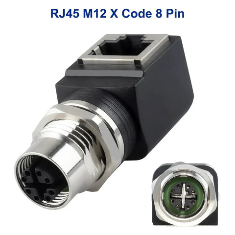 M12 To RJ45 X Code 8 Pin Shielded IP68 Industrial Ethernet Adapter, RJ45 to M12 female connector for Basler Cognex cameras.