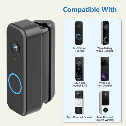 30-55 Degree Adjustable Doorbell Angle Mount for Wider View and No Blind Spots, Corner Mount Compatible with Various Doorbells