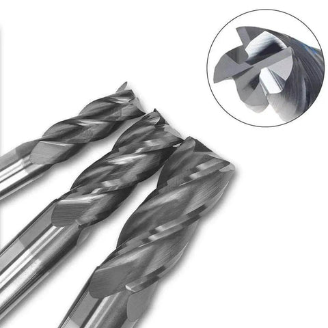 End Mill Set For CNC Routing 10 Pc Sizes From 0.08 Inch To 0.47 Inch 4 Flute HSS Straight Shank Cutter Bits For Wood Aluminum Steel Titanium AFUNTA TiAIN Coated For Heat Resistant Machining